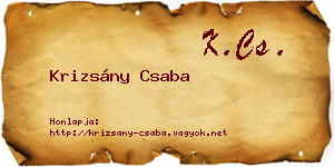 Krizsány Csaba névjegykártya