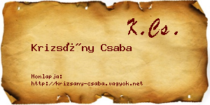 Krizsány Csaba névjegykártya